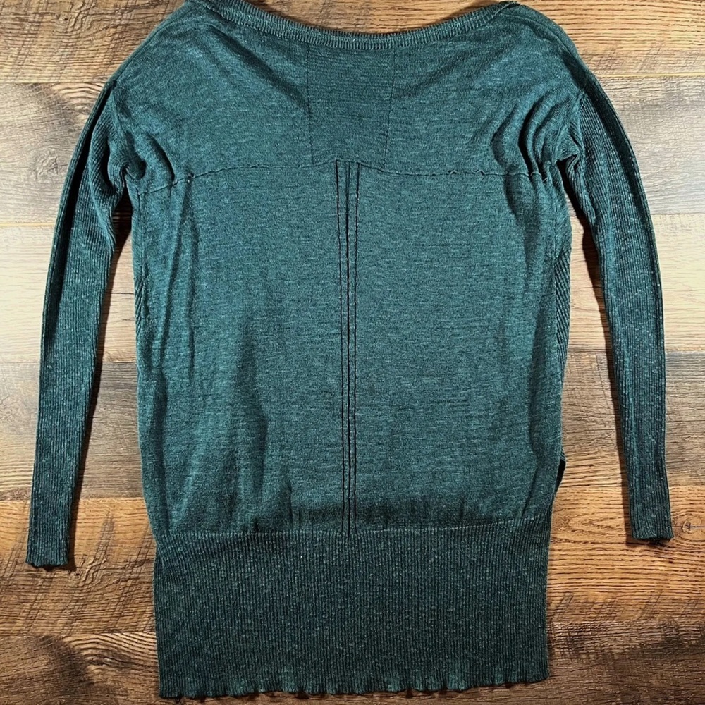 FREE PEOPLE Sweater Womens X-Small Green Lace Road High Low Oversized Pullover - Picture 5 of 8